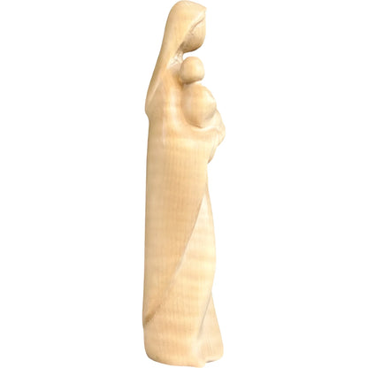 Modern Madonna with Child, Val Gardena Artisanal Wood Sculpture