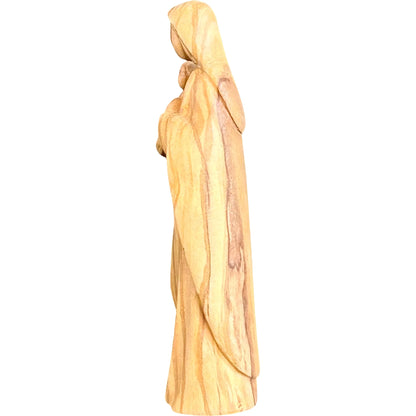 Modern Madonna with Child, Val Gardena Artisanal Wood Sculpture