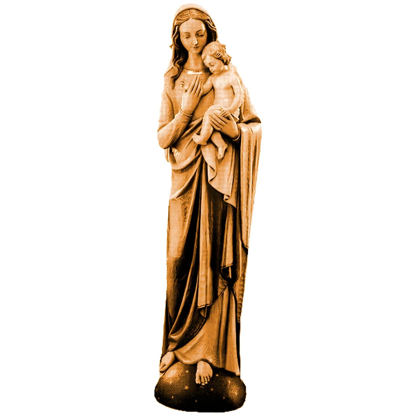 Madonna of the World Sculpted in Wood Sacred Art of Val Gardena