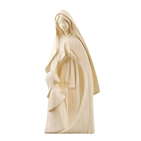 Our Lady of Lourdes Statue in Natural Wood from Val Gardena