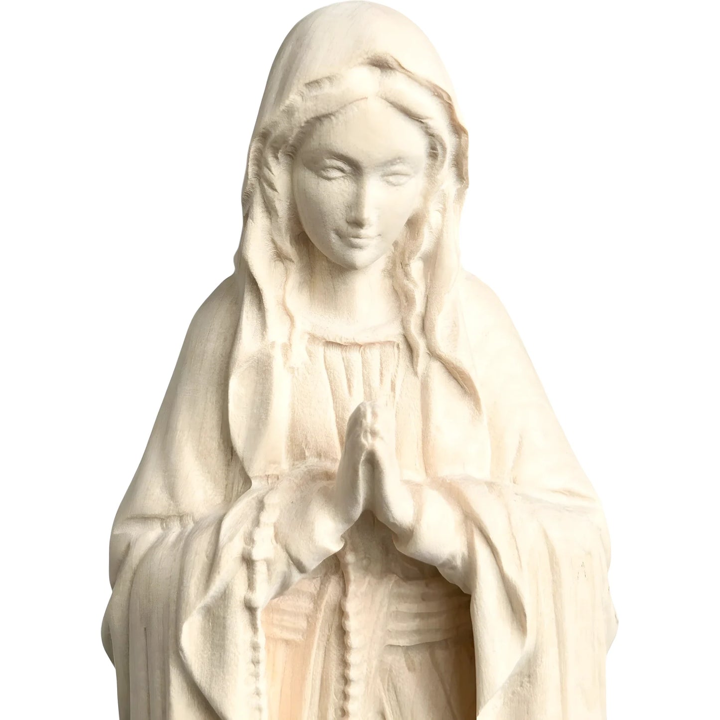 Our Lady of Lourdes with Saint Bernadette Carved in Val Gardena Wood