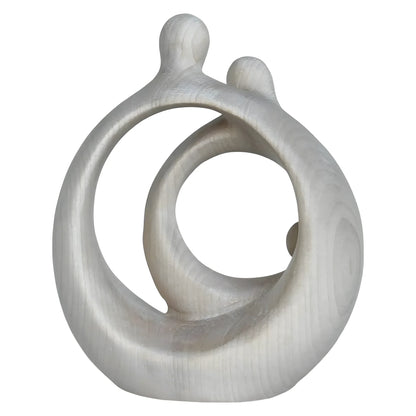 Modern Stylized Nativity Scene in Maple Wood – Family Embrace Sculpture