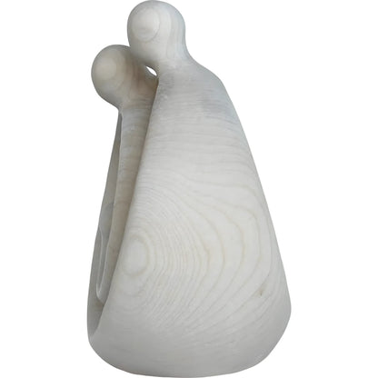 Modern Stylized Nativity Scene in Maple Wood – Family Embrace Sculpture