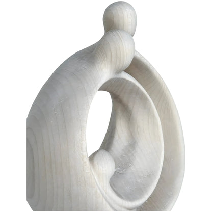 Modern Stylized Nativity Scene in Maple Wood – Family Embrace Sculpture