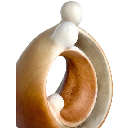 Modern Stylized Nativity Scene in Maple Wood – Family Embrace Sculpture