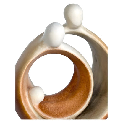 Modern Stylized Nativity Scene in Maple Wood – Family Embrace Sculpture