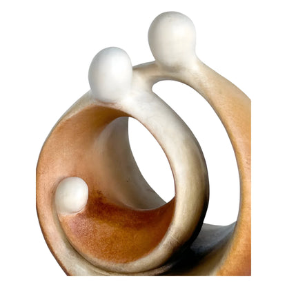 Modern Stylized Nativity Scene in Maple Wood – Family Embrace Sculpture