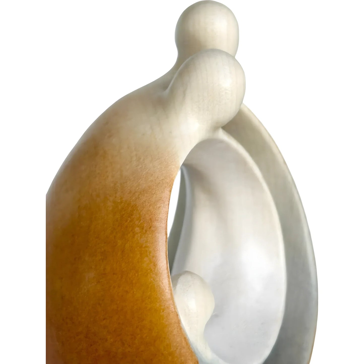 Modern Stylized Nativity Scene in Maple Wood – Family Embrace Sculpture