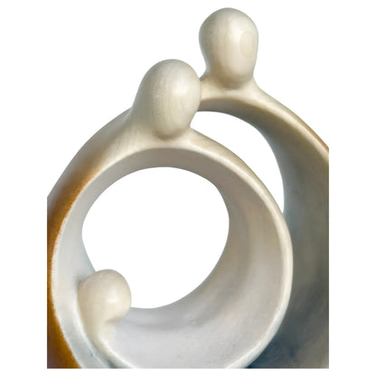 Modern Stylized Nativity Scene in Maple Wood – Family Embrace Sculpture