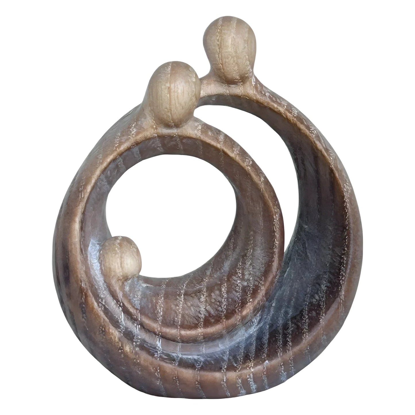 Modern Stylized Nativity Scene in Maple Wood – Family Embrace Sculpture