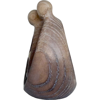 Modern Stylized Nativity Scene in Maple Wood – Family Embrace Sculpture