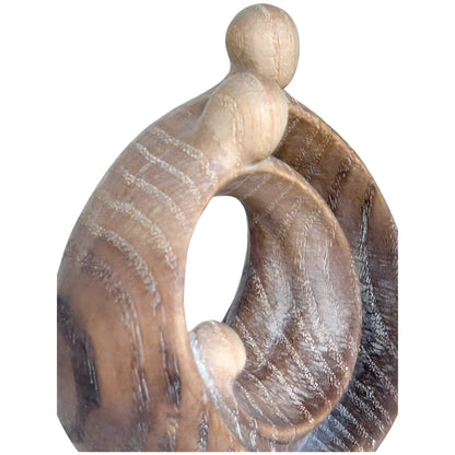 Modern Stylized Nativity Scene in Maple Wood – Family Embrace Sculpture