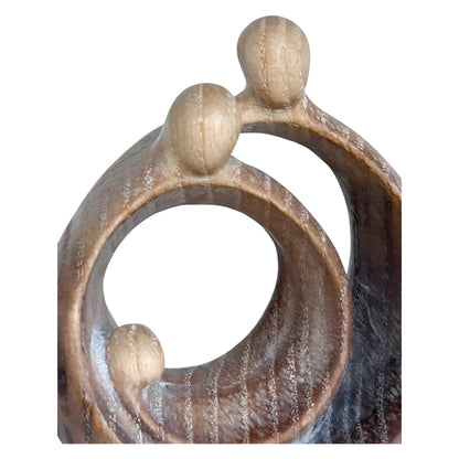 Modern Stylized Nativity Scene in Maple Wood – Family Embrace Sculpture
