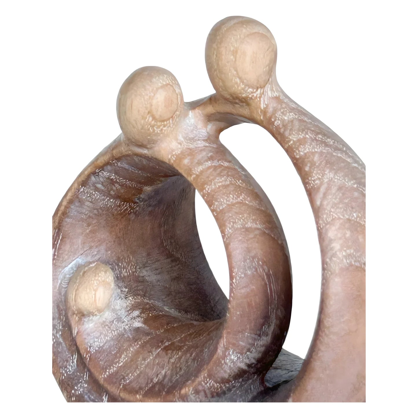 Modern Stylized Nativity Scene in Maple Wood – Family Embrace Sculpture
