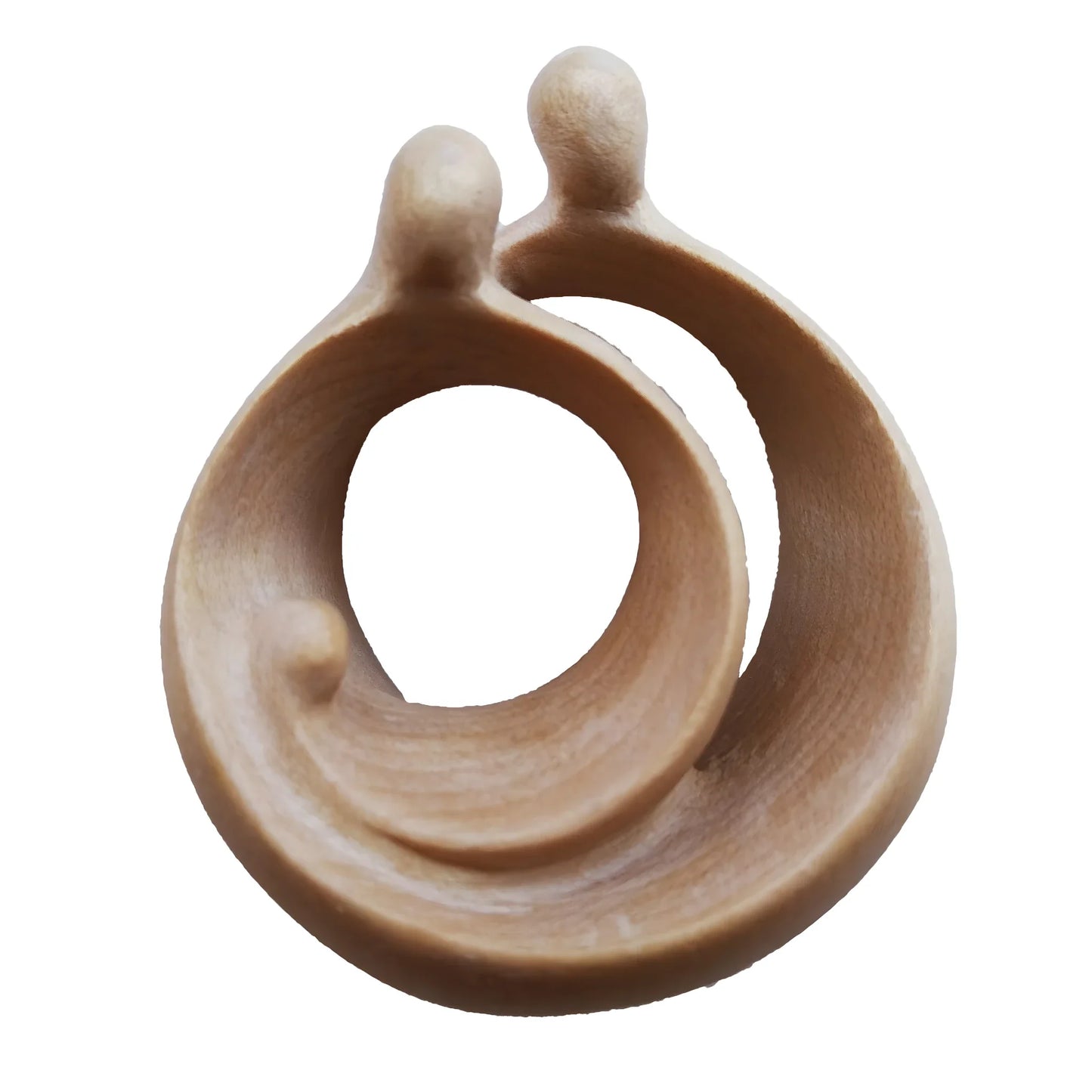 Modern Stylized Nativity Scene in Maple Wood – Family Embrace Sculpture