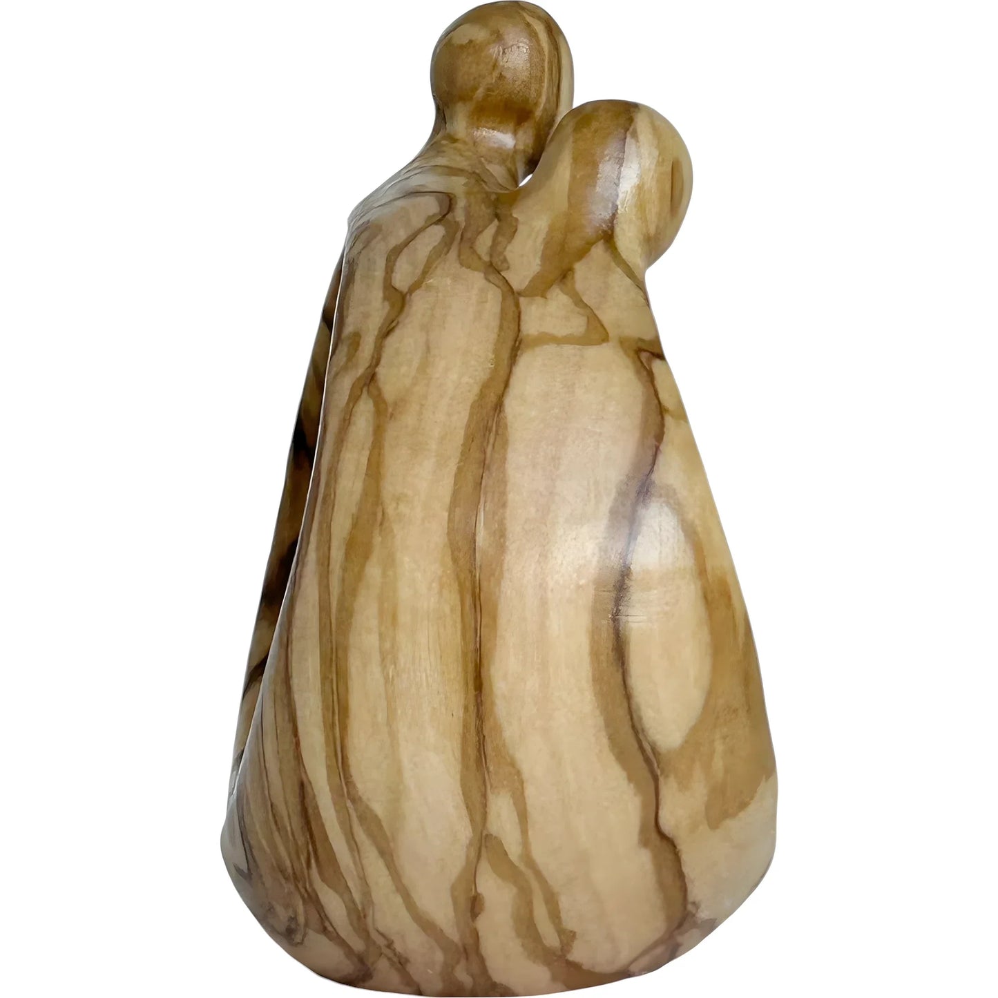Modern Stylized Nativity Scene in Maple Wood – Family Embrace Sculpture
