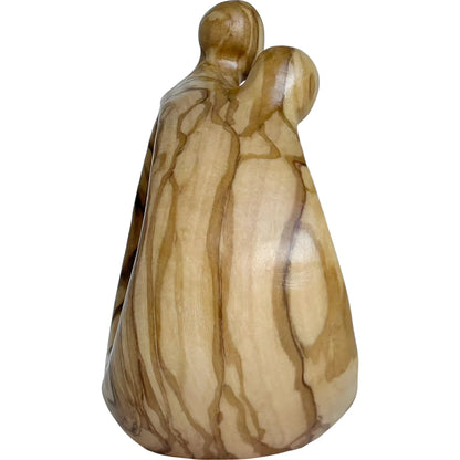 Modern Stylized Nativity Scene in Maple Wood – Family Embrace Sculpture