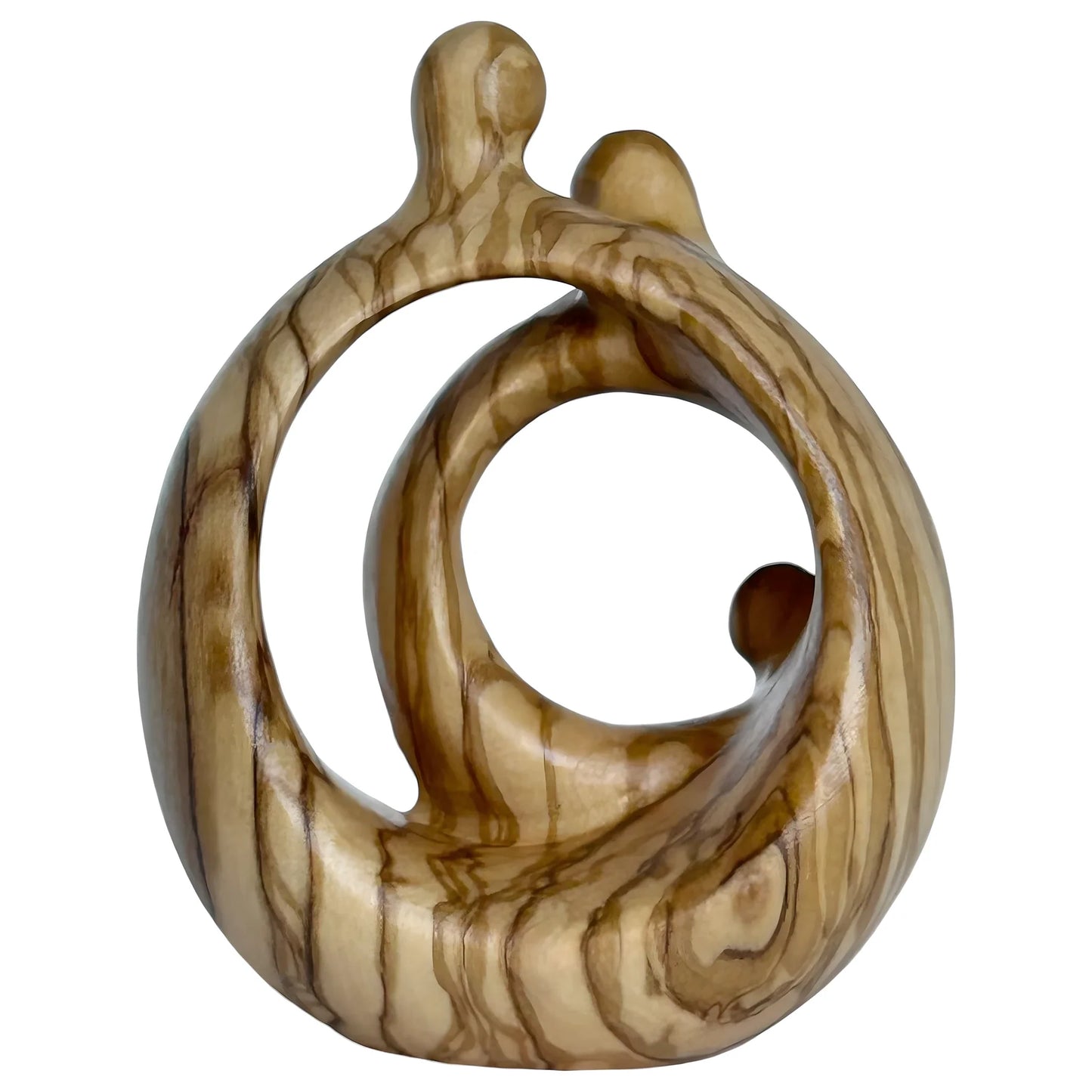 Modern Stylized Nativity Scene in Maple Wood – Family Embrace Sculpture