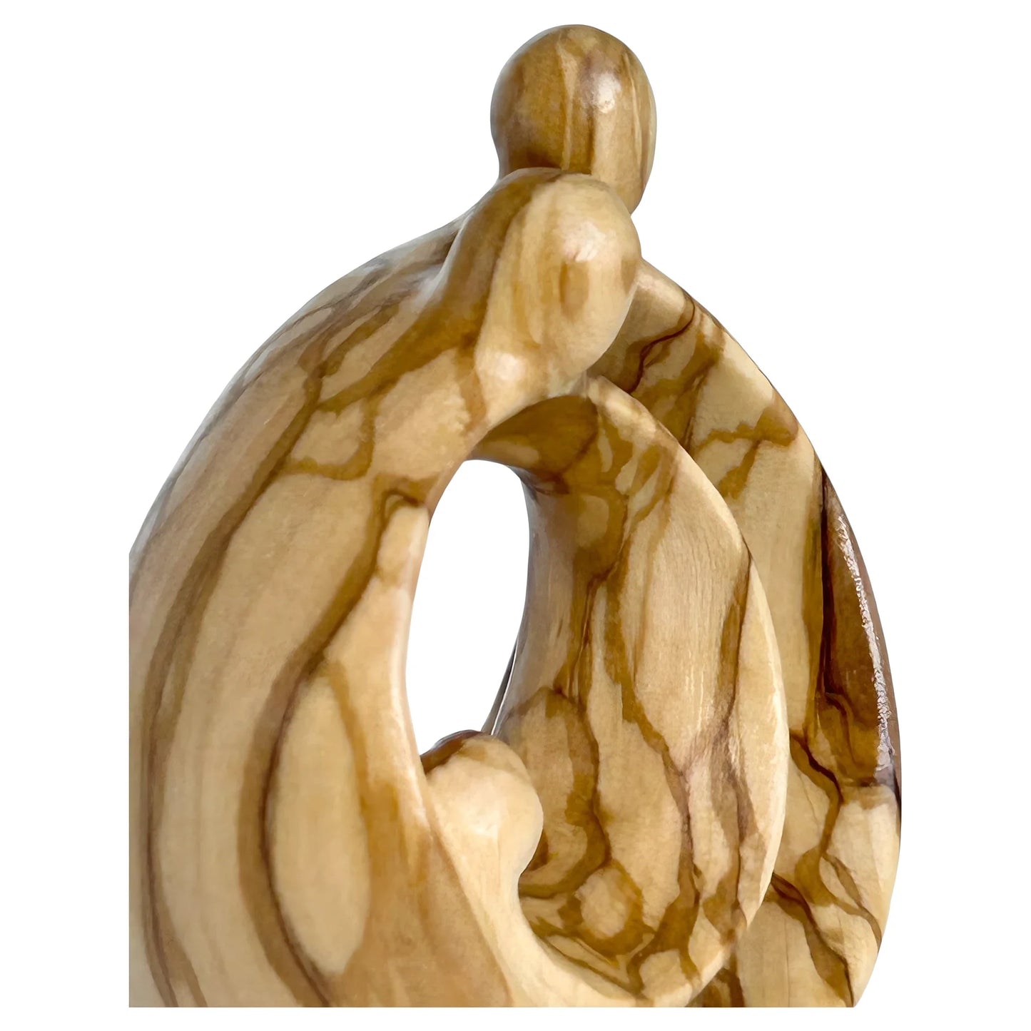 Modern Stylized Nativity Scene in Maple Wood – Family Embrace Sculpture