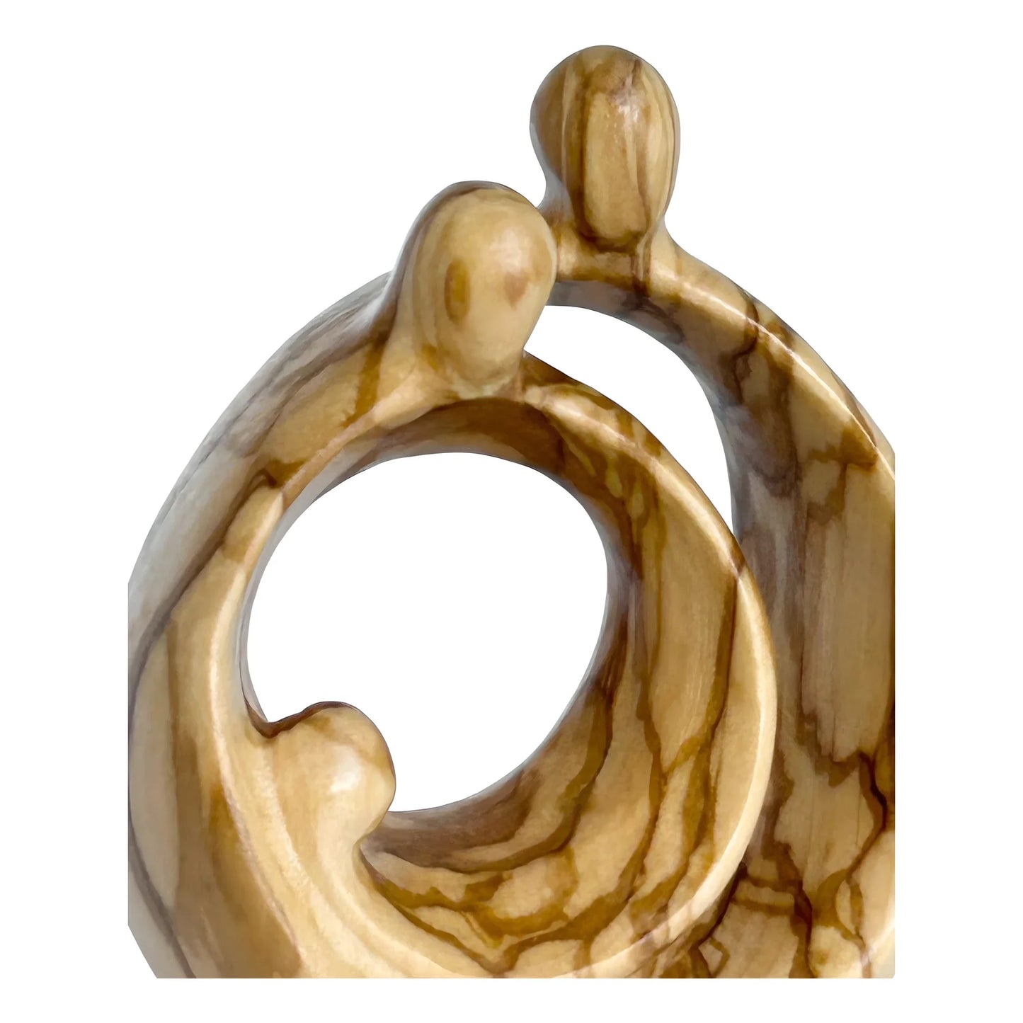 Modern Stylized Nativity Scene in Maple Wood – Family Embrace Sculpture