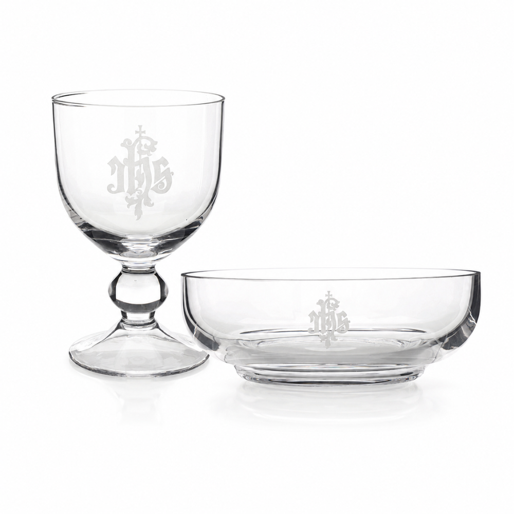 IHS Glass Chalice & Bowl Set