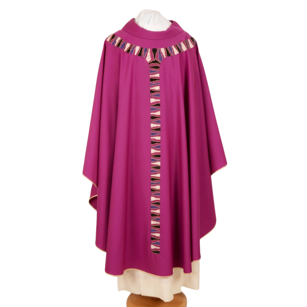 Pure Wool Embroidered Vatican Chasuble - Available in 4 Liturgical Colours