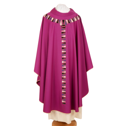 Pure Wool Embroidered Vatican Chasuble - Available in 4 Liturgical Colours