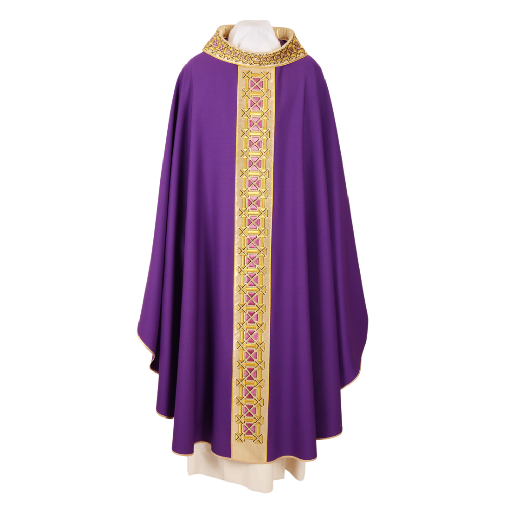 Pure Silk Geometry of Crosses Gothic Style Chasuble