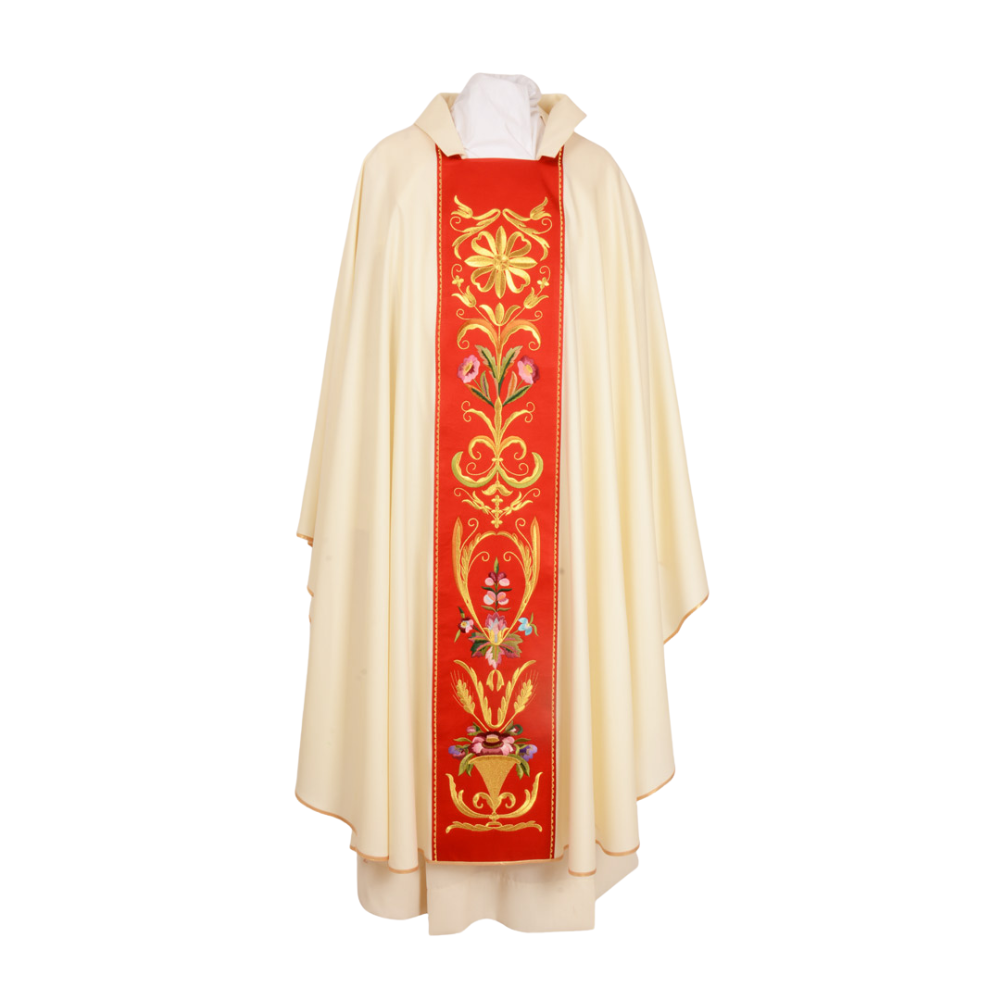 Pure Wool Classic Embroidered Chasuble - Available in 3 Liturgical Colours