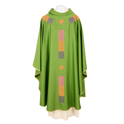 Pure Wool Gothic Style Embroidered Chasuble - Available 5 Liturgical Colours