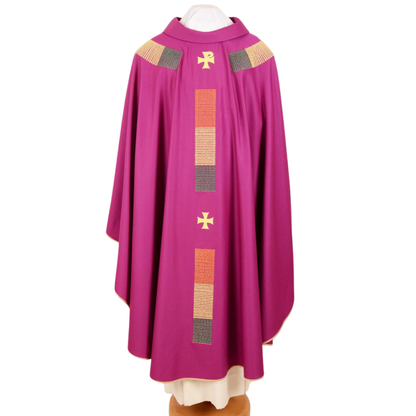 Pure Wool Gothic Style Embroidered Chasuble - Available 5 Liturgical Colours