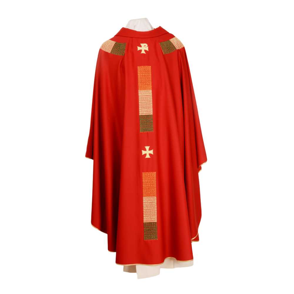 Pure Wool Gothic Style Embroidered Chasuble - Available 5 Liturgical Colours