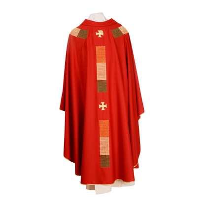 Pure Wool Gothic Style Embroidered Chasuble - Available 5 Liturgical Colours