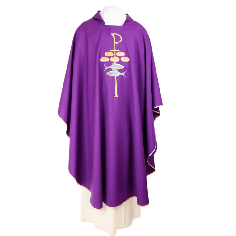 Loaves & Fish Pure Wool Chasuble - Available in 4 Liturgical Colours