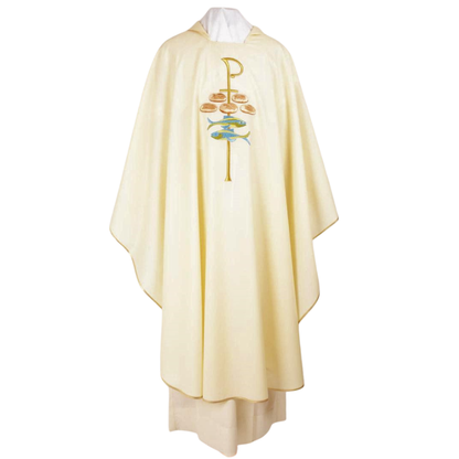 Loaves & Fish Pure Wool Chasuble - Available in 4 Liturgical Colours