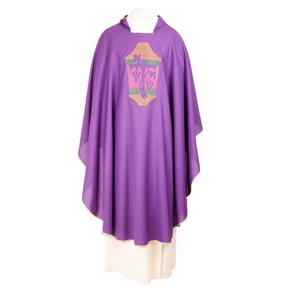 Pure Wool Concelebration Grapes Chasuble - Available in 4 Liturgical Colours