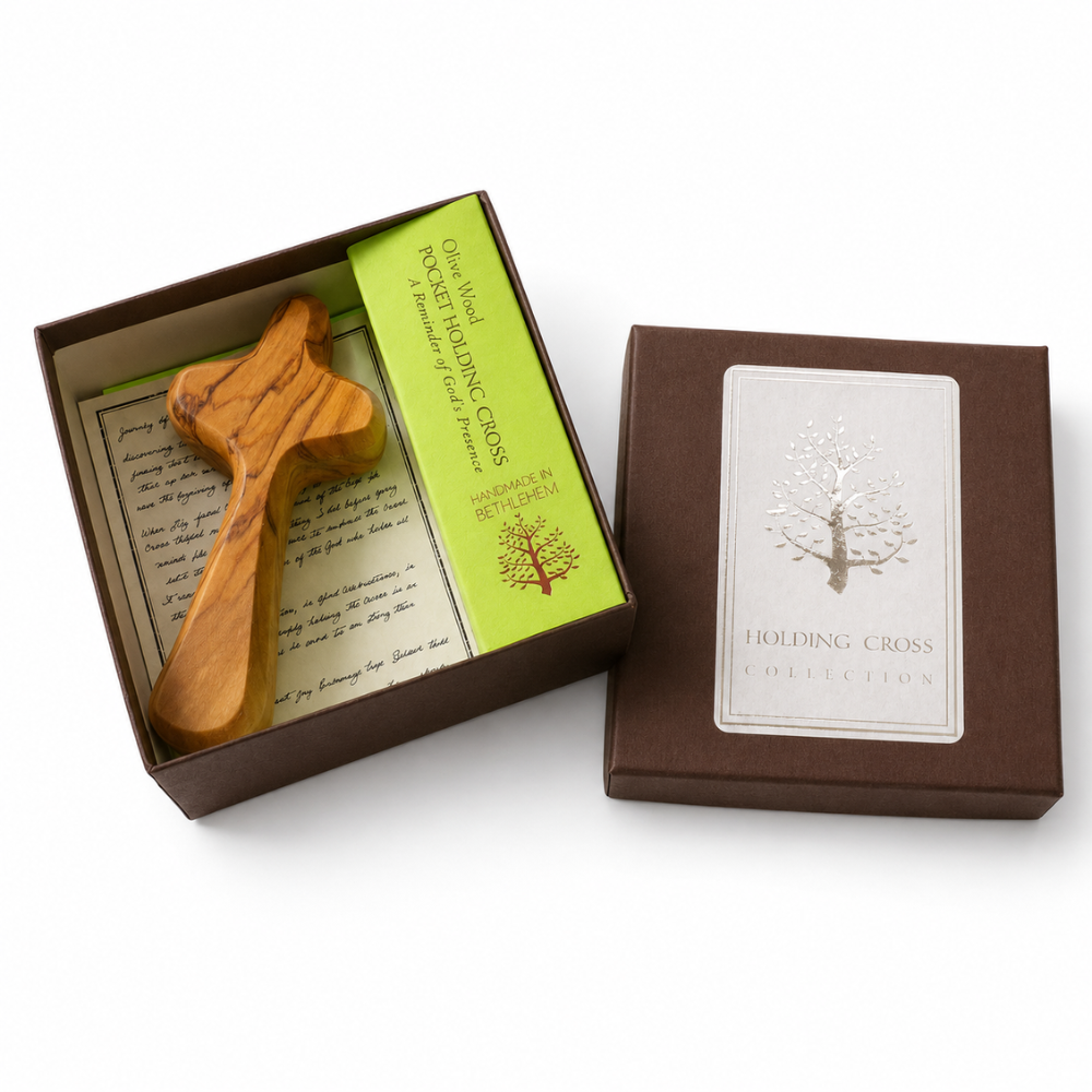 Pocket Holding Cross in Brown Box