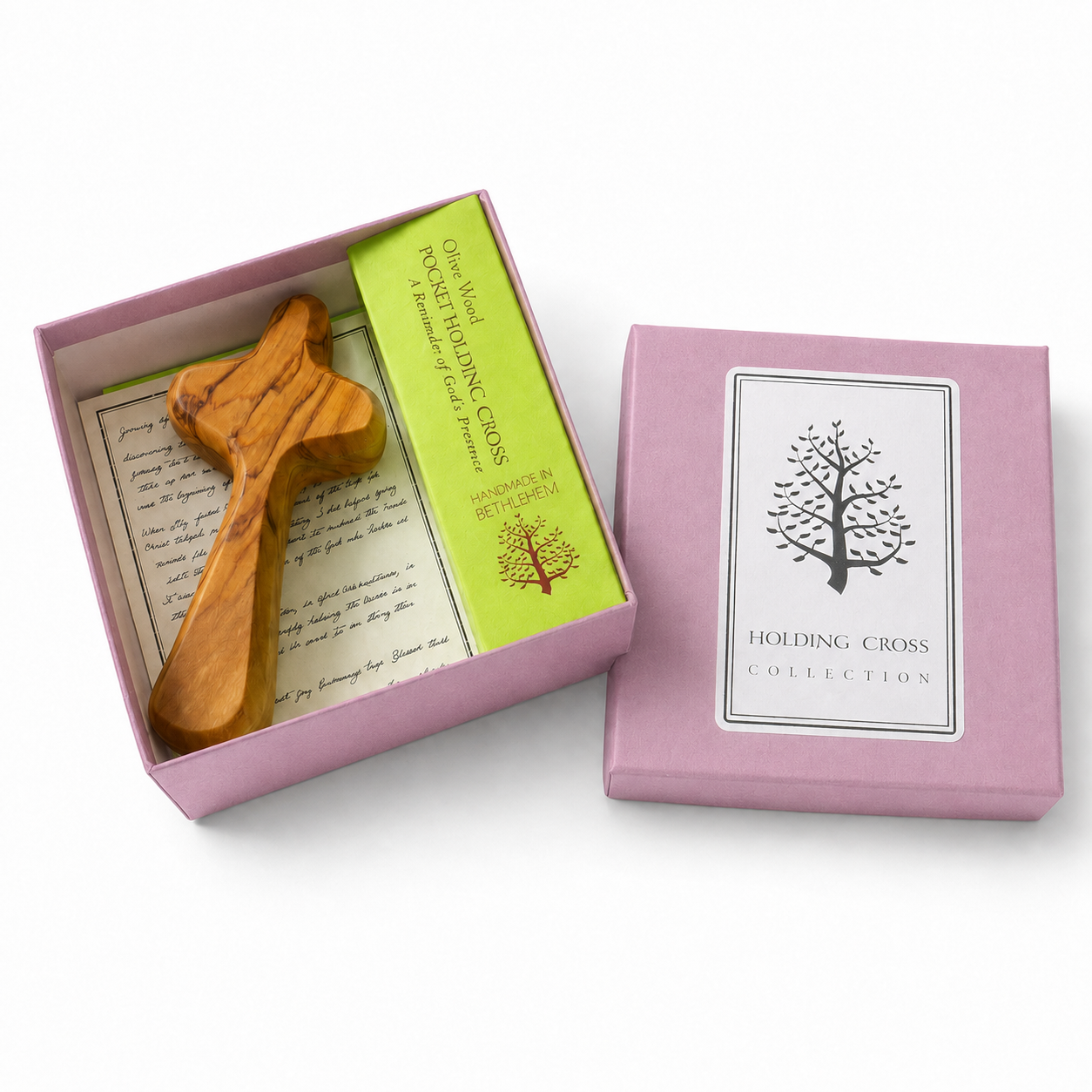 Pocket Holding Cross in Pink Box