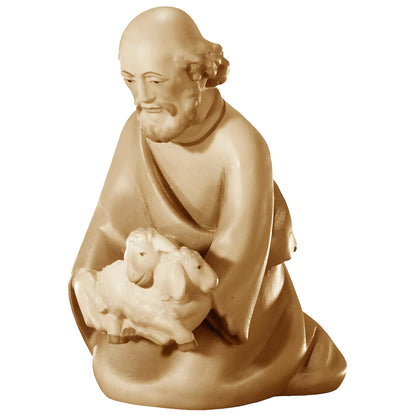 Kneeling Shepherd with Lambs in Maple Wood
