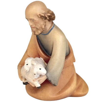 Kneeling Shepherd with Lambs in Maple Wood