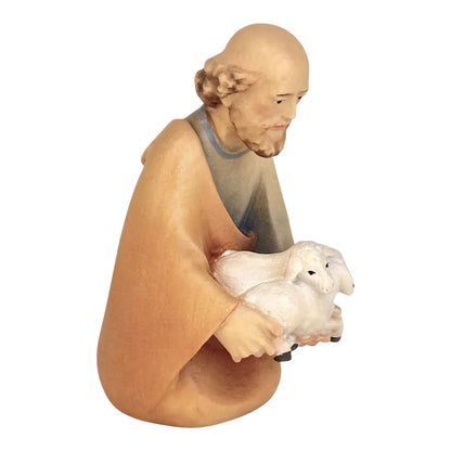Kneeling Shepherd with Lambs in Maple Wood