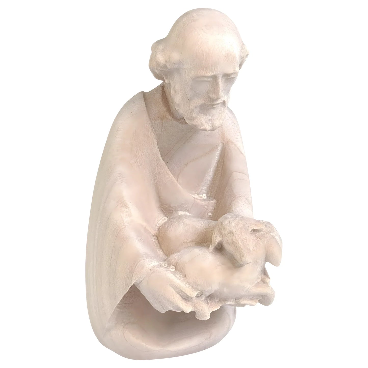Kneeling Shepherd with Lambs in Maple Wood