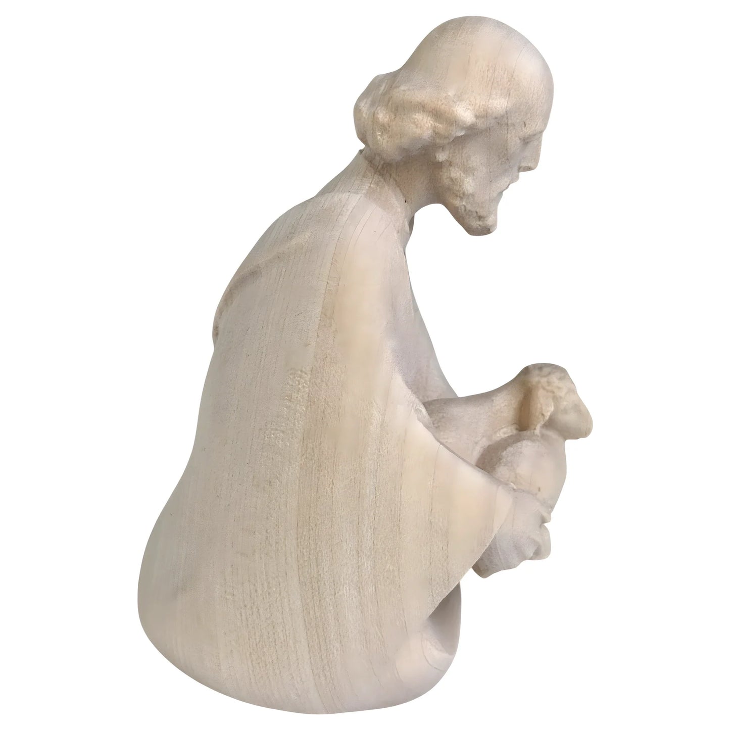 Kneeling Shepherd with Lambs in Maple Wood