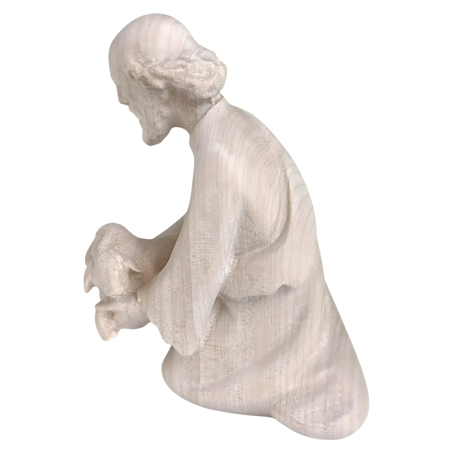 Kneeling Shepherd with Lambs in Maple Wood