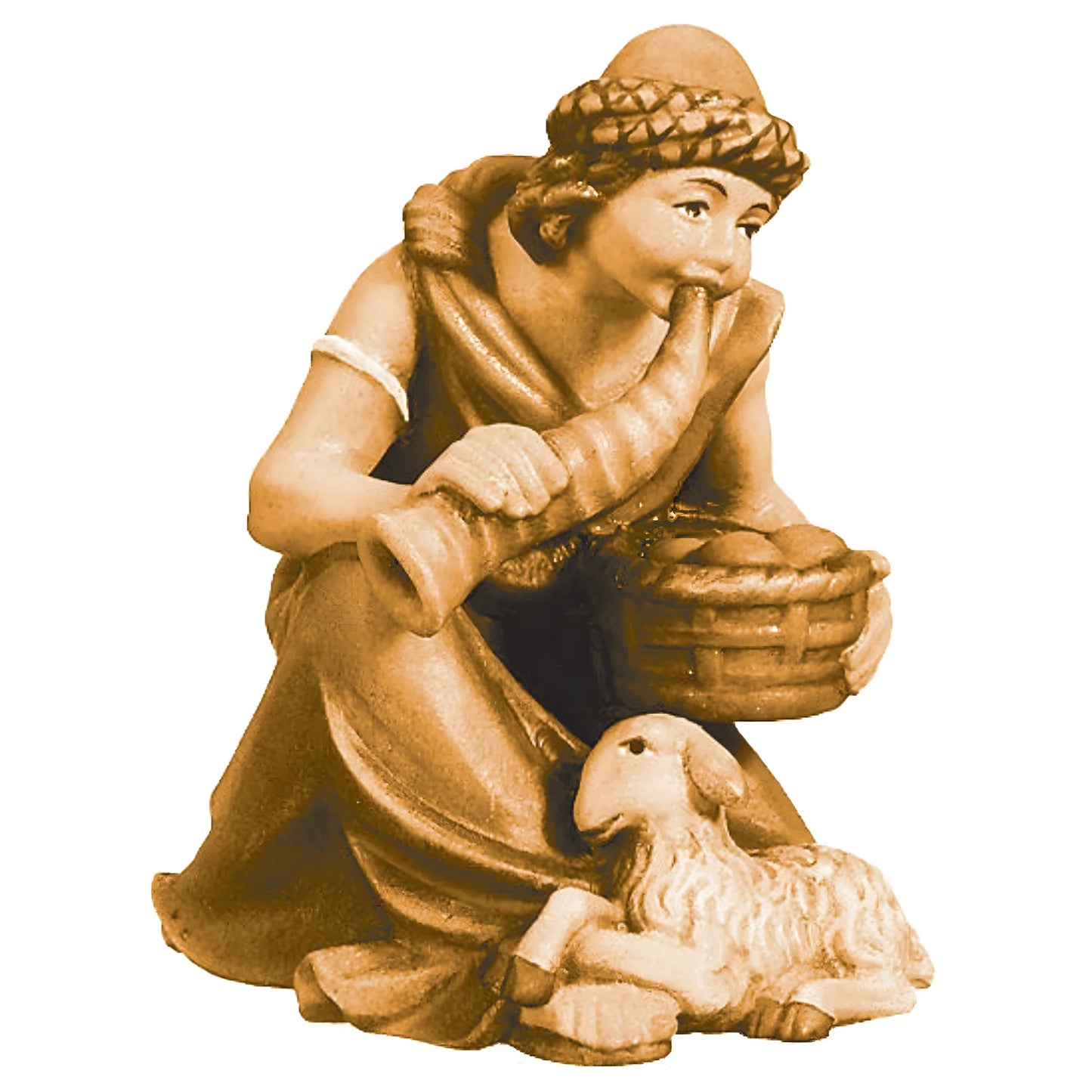 Shepherd with Horn and Lamb - Maple Wood