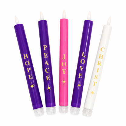 Remote-Control LED Advent Candle Set of 5 - With Words