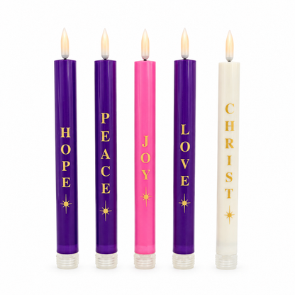 Remote-Control LED Advent Candle Set of 5 - With Words