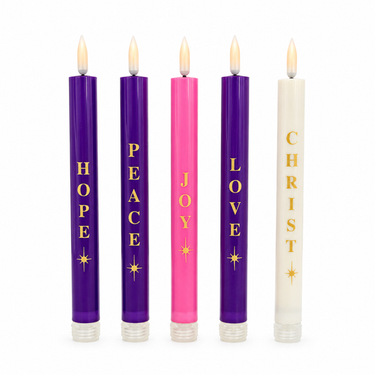 Remote-Control LED Advent Candle Set of 5 - With Words