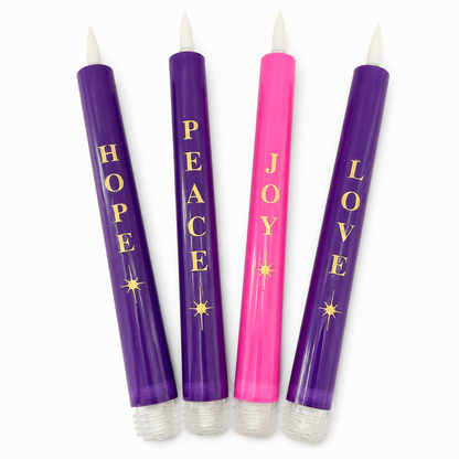 Remote-Control LED Advent Candle Set of 4 - With Words