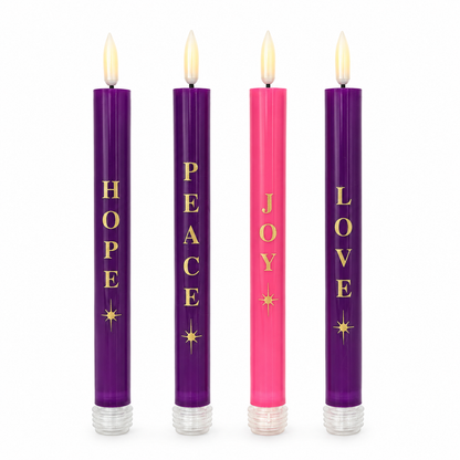 Remote-Control LED Advent Candle Set of 4 - With Words